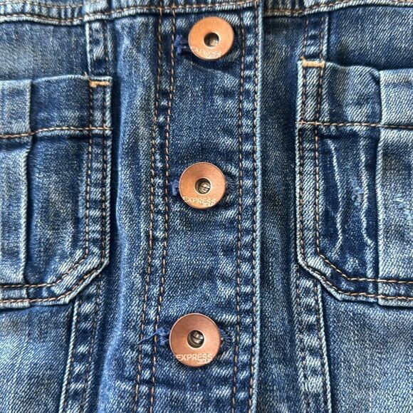 Express Denim Medium Wash Vest with Copper Buttons Cotton Blend Women’s Size M - Picture 11 of 12